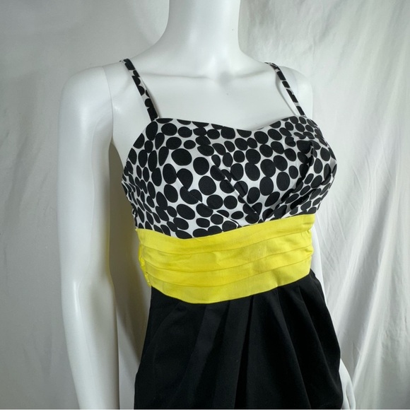 I.N. San Francisco Yellow Black Y2K Cummerbund Party Dress - Picture 2 of 10